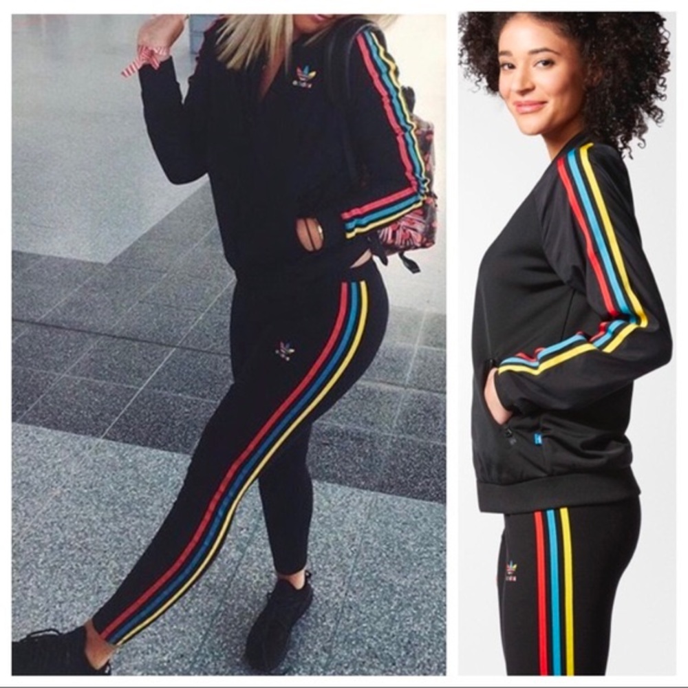 Adidas primary color three stripe leggings